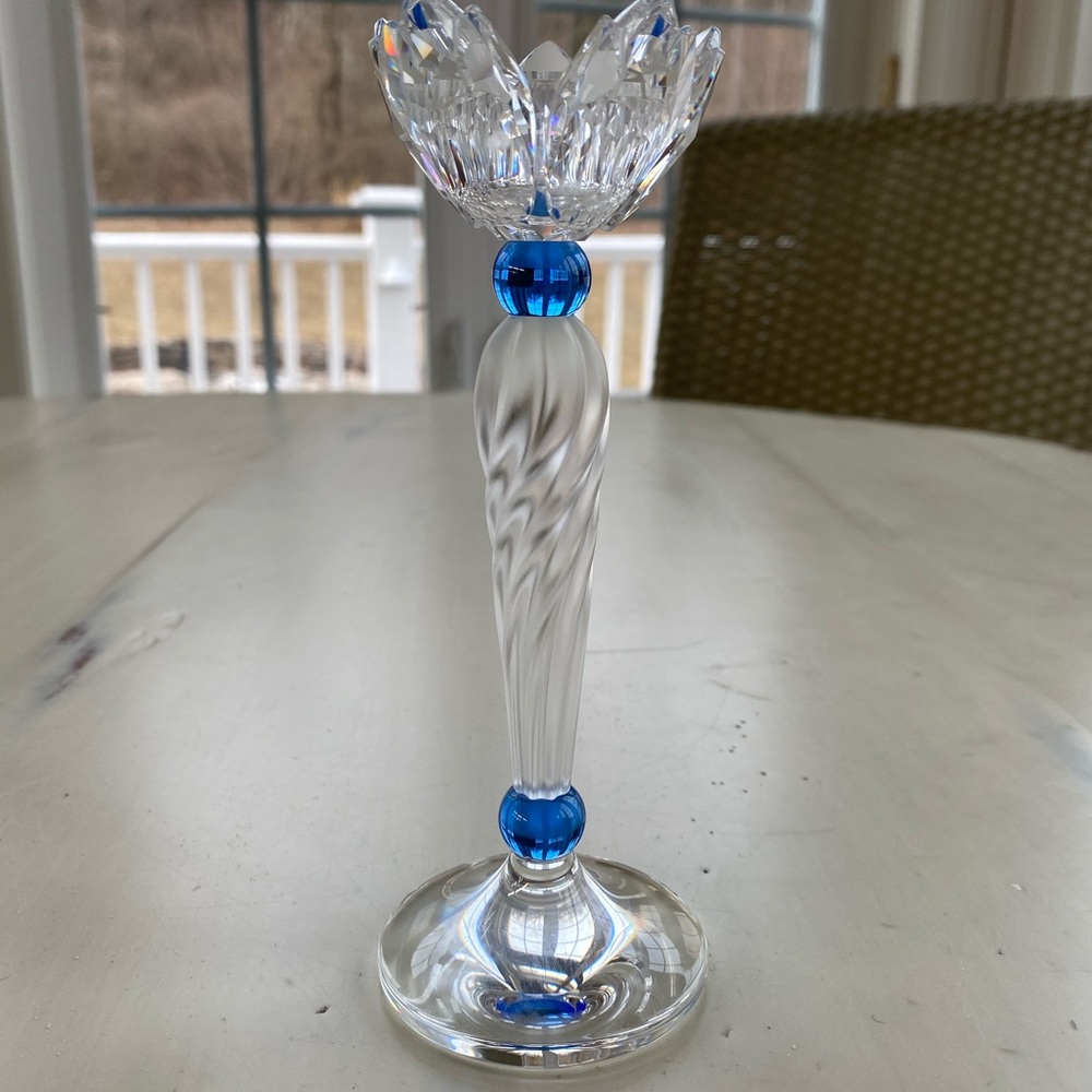 Swarovski Silver Crystal Blue Flower Candleholder - Picture 11 of 11